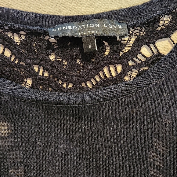 Generation Love Black Linen Lace Long Sleeve Top sz S Blouse Sweater Shirt - Picture 6 of 9